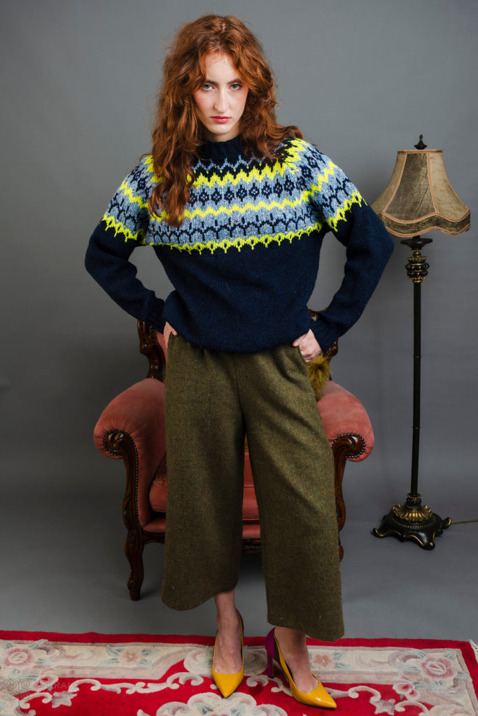 Sable Tweed Lined Cropped Trousers.