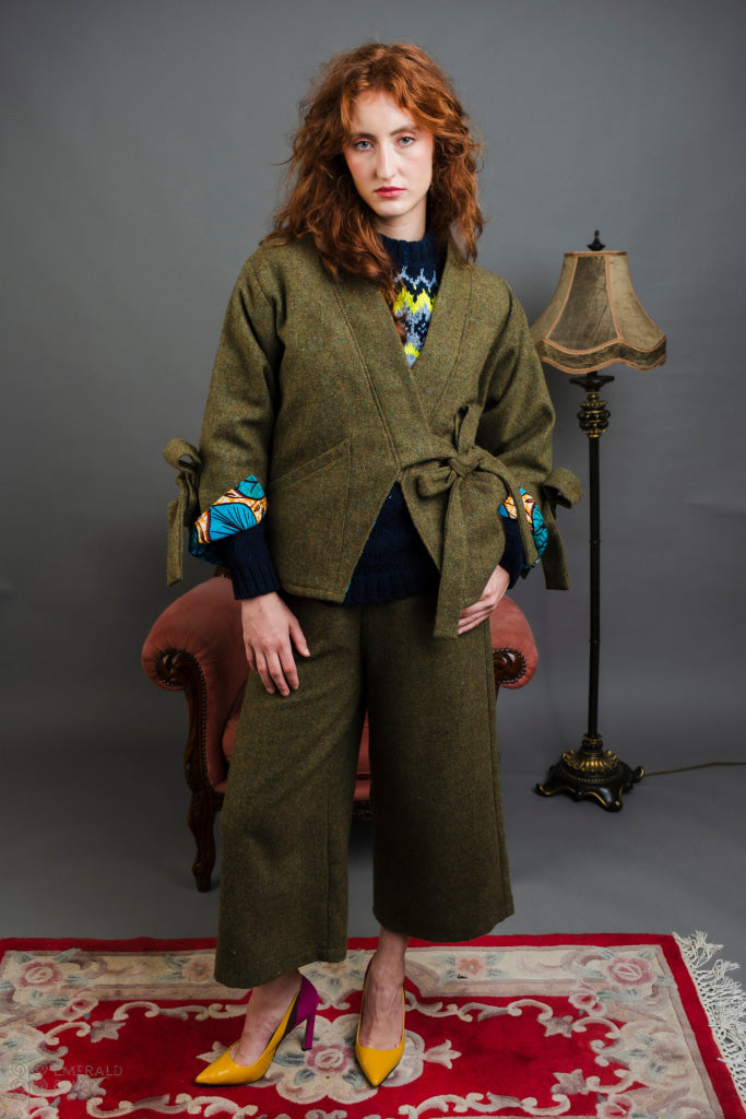 Sable Tweed and African Print Jacket