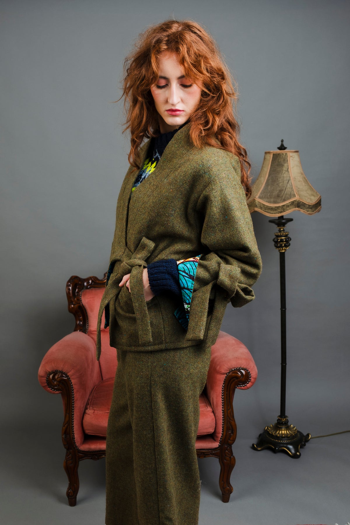 Sable Tweed Lined Cropped Trousers.