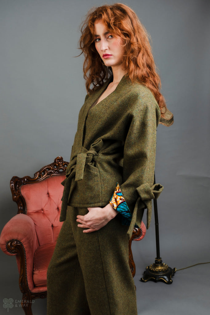 Sable Tweed and African Print Jacket