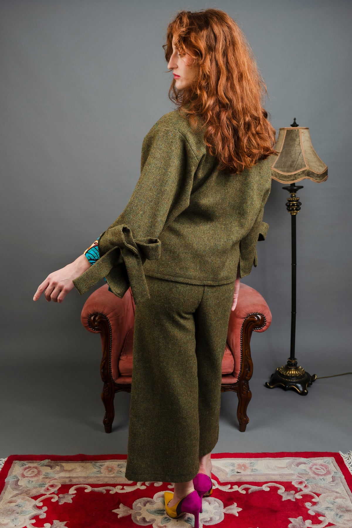 Sable Tweed Lined Cropped Trousers.