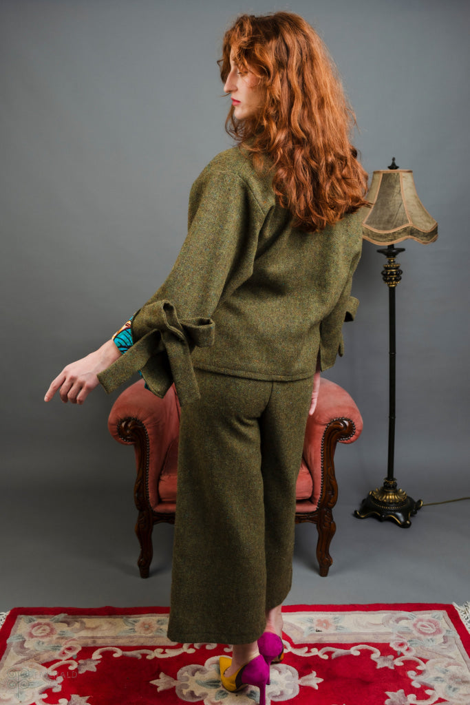 Sable Tweed and African Print Jacket