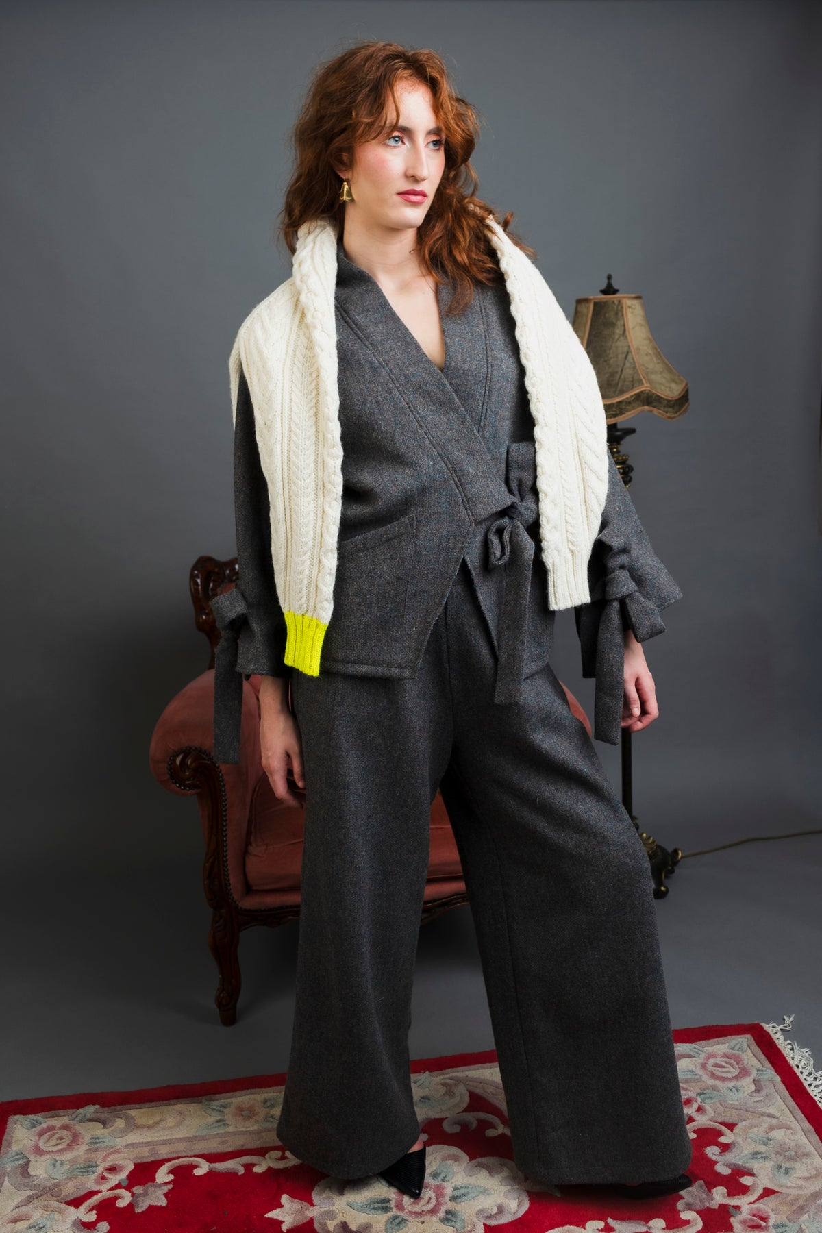 Blue Dusk Tweed Cropped Trousers