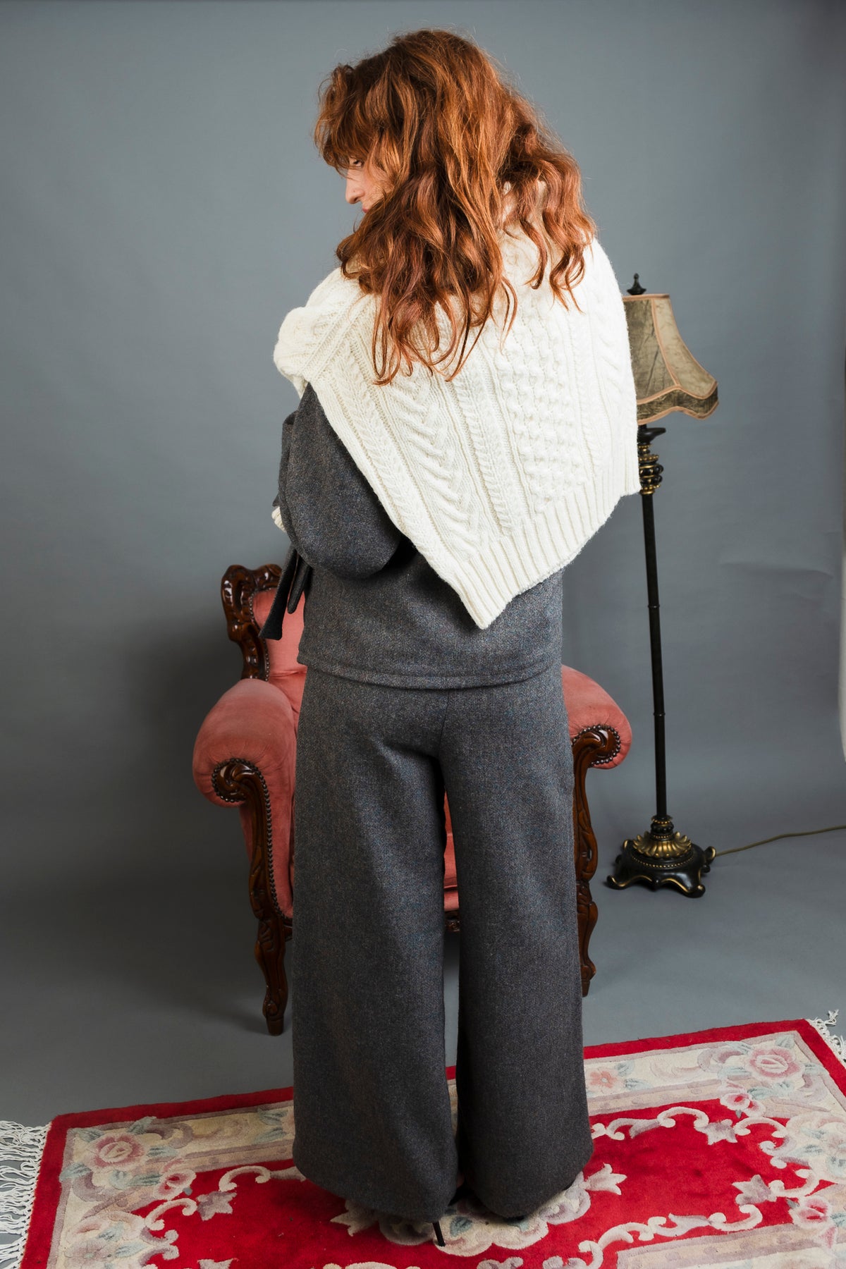 Blue Dusk Tweed Cropped Trousers