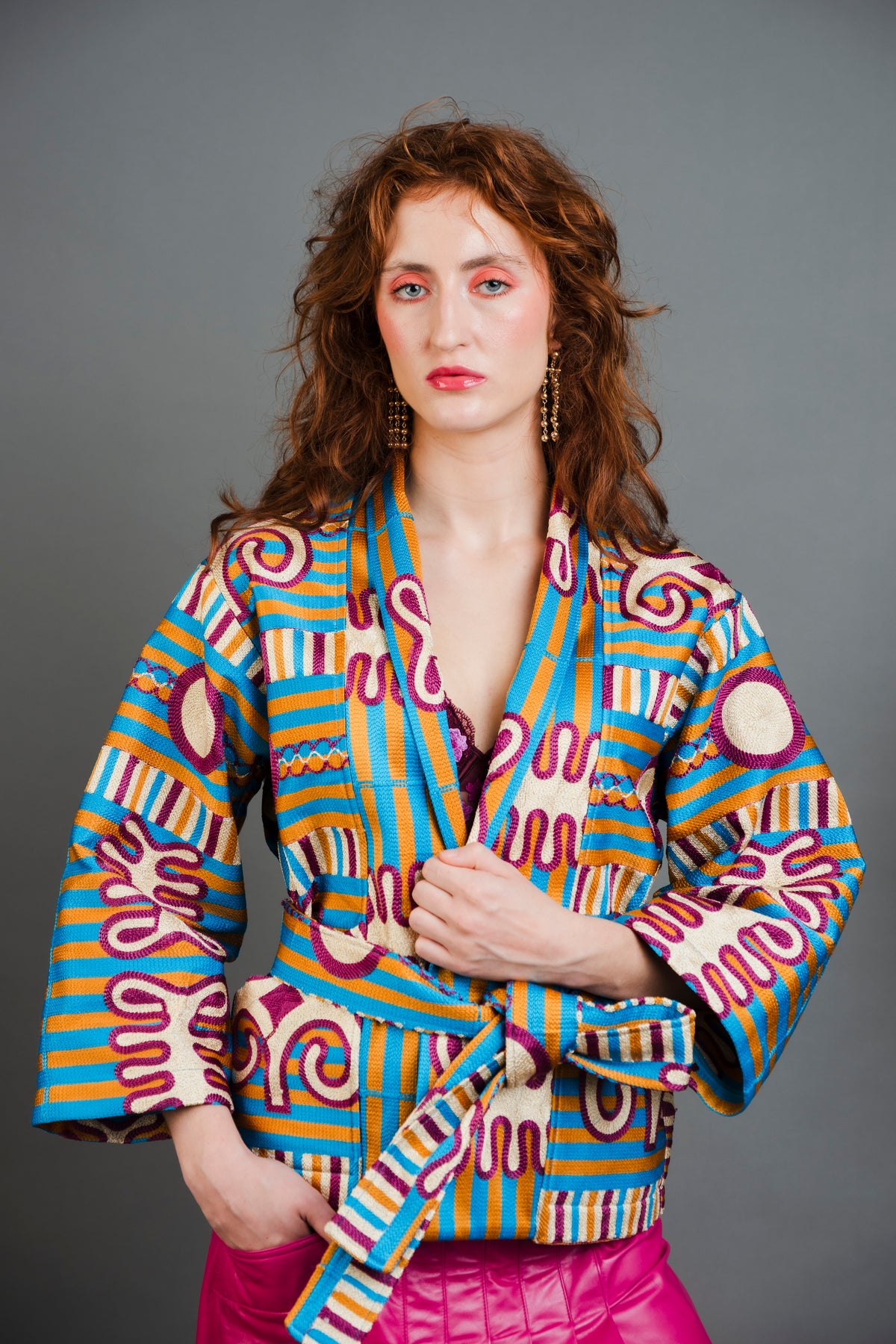 Burgundy Top Note Kimono Jacket