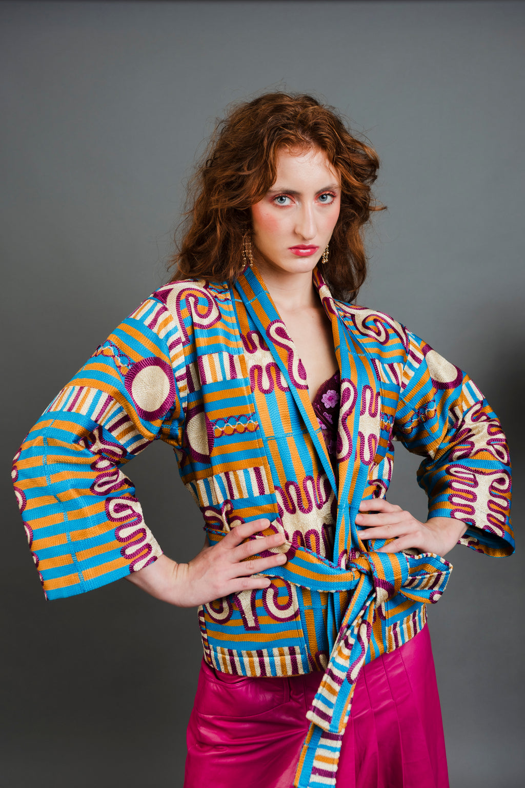 Burgundy Top Note Kimono Jacket