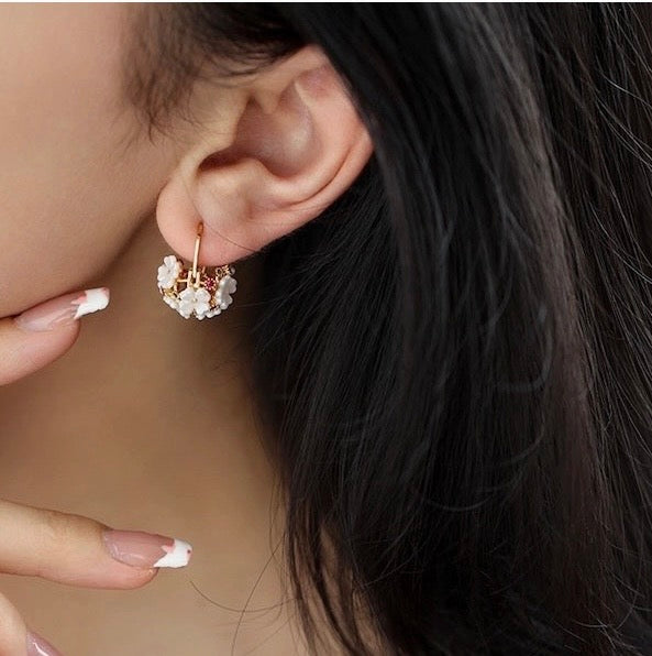 Venus Flower Basket Hoop Earrings