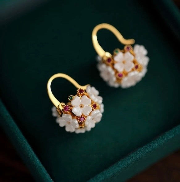 Venus Flower Basket Hoop Earrings